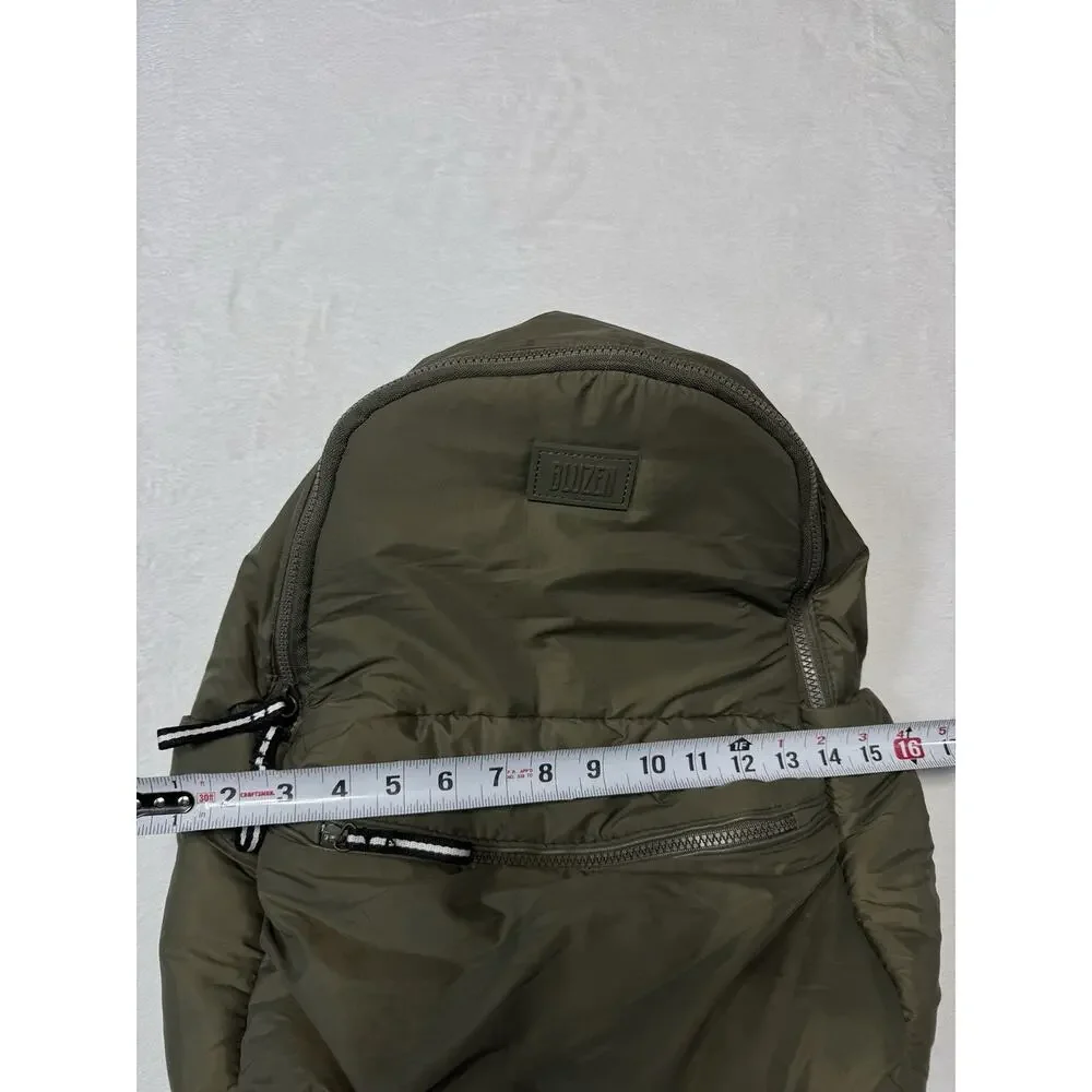Bluzen Parachute Nylon Soft Backpack Olive Large Zipper Pockets